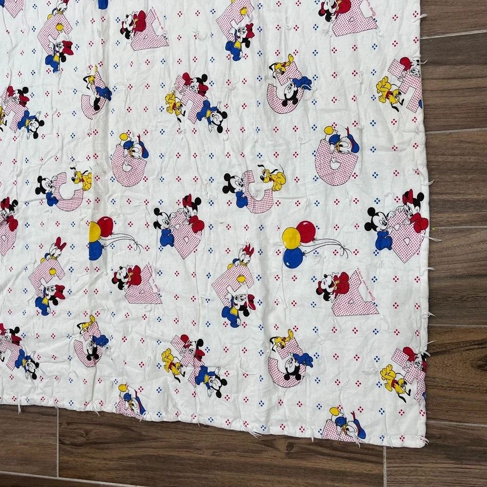 Vintage Walt Disney Baby Mickey Minnie Mouse Friends ABC Printed Crib Blanket